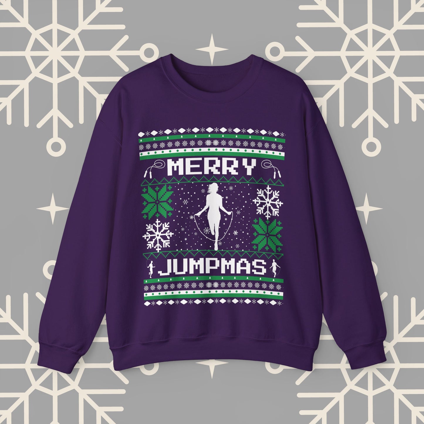 Merry Jumpmas Ugly Christmas , Jump Rope Christmas Sweatshirt, Funny Gym Shirt, Holiday Exercise Crewneck, Skipping Shirt for Women