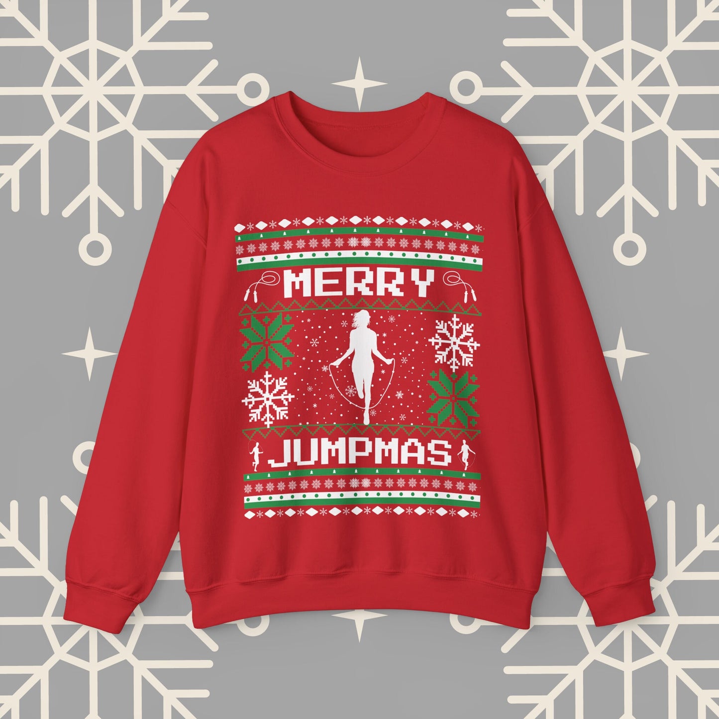 Merry Jumpmas Ugly Christmas , Jump Rope Christmas Sweatshirt, Funny Gym Shirt, Holiday Exercise Crewneck, Skipping Shirt for Women