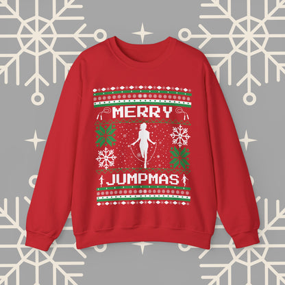 Merry Jumpmas Ugly Christmas , Jump Rope Christmas Sweatshirt, Funny Gym Shirt, Holiday Exercise Crewneck, Skipping Shirt for Women
