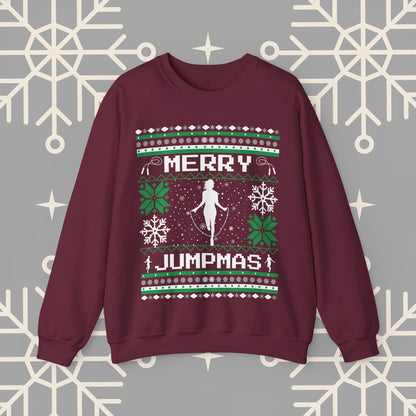 Merry Jumpmas Ugly Christmas , Jump Rope Christmas Sweatshirt, Funny Gym Shirt, Holiday Exercise Crewneck, Skipping Shirt for Women