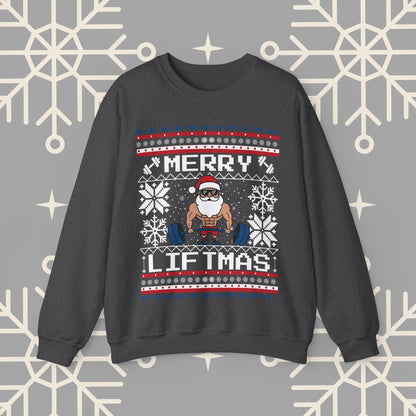 Merry Liftmas Ugly Christmas , Funny Workout Christmas Sweatshirt, Gym Lover Holiday Jumper, Fitness Xmas