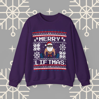 Merry Liftmas Ugly Christmas , Funny Workout Christmas Sweatshirt, Gym Lover Holiday Jumper, Fitness Xmas