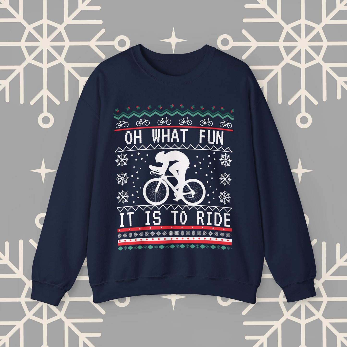Cycling Ugly Christmas , Oh What Fun It Is To Ride Bicycle Sweatshirt, Funny Biking Jumper, Bike Christmas Shirt, Gift for Cyclist