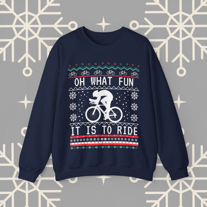 Cycling Ugly Christmas , Oh What Fun It Is To Ride Bicycle Sweatshirt, Funny Biking Jumper, Bike Christmas Shirt, Gift for Cyclist