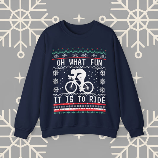 Cycling Ugly Christmas , Oh What Fun It Is To Ride Bicycle Sweatshirt, Funny Biking Jumper, Bike Christmas Shirt, Gift for Cyclist