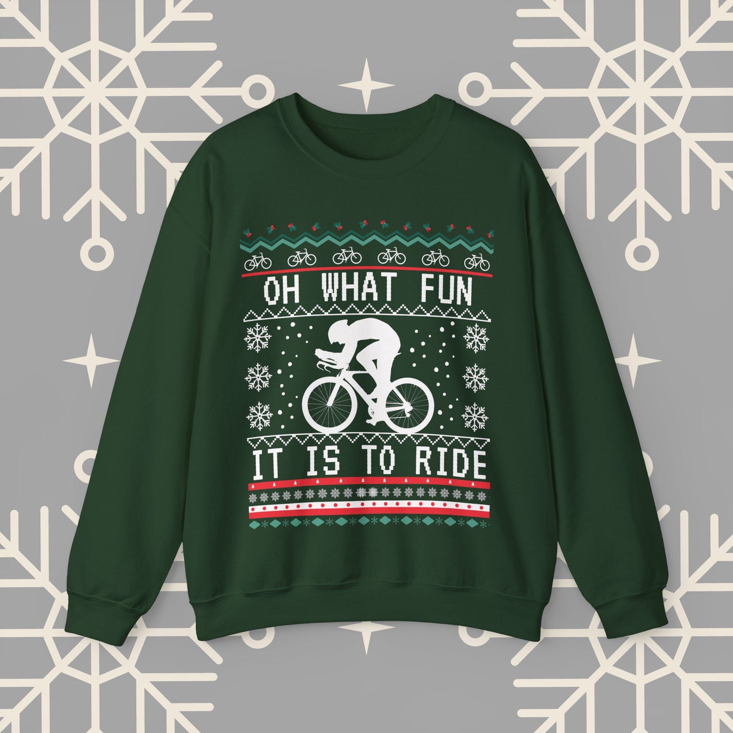 Cycling Ugly Christmas , Oh What Fun It Is To Ride Bicycle Sweatshirt, Funny Biking Jumper, Bike Christmas Shirt, Gift for Cyclist
