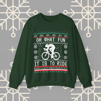 Cycling Ugly Christmas , Oh What Fun It Is To Ride Bicycle Sweatshirt, Funny Biking Jumper, Bike Christmas Shirt, Gift for Cyclist
