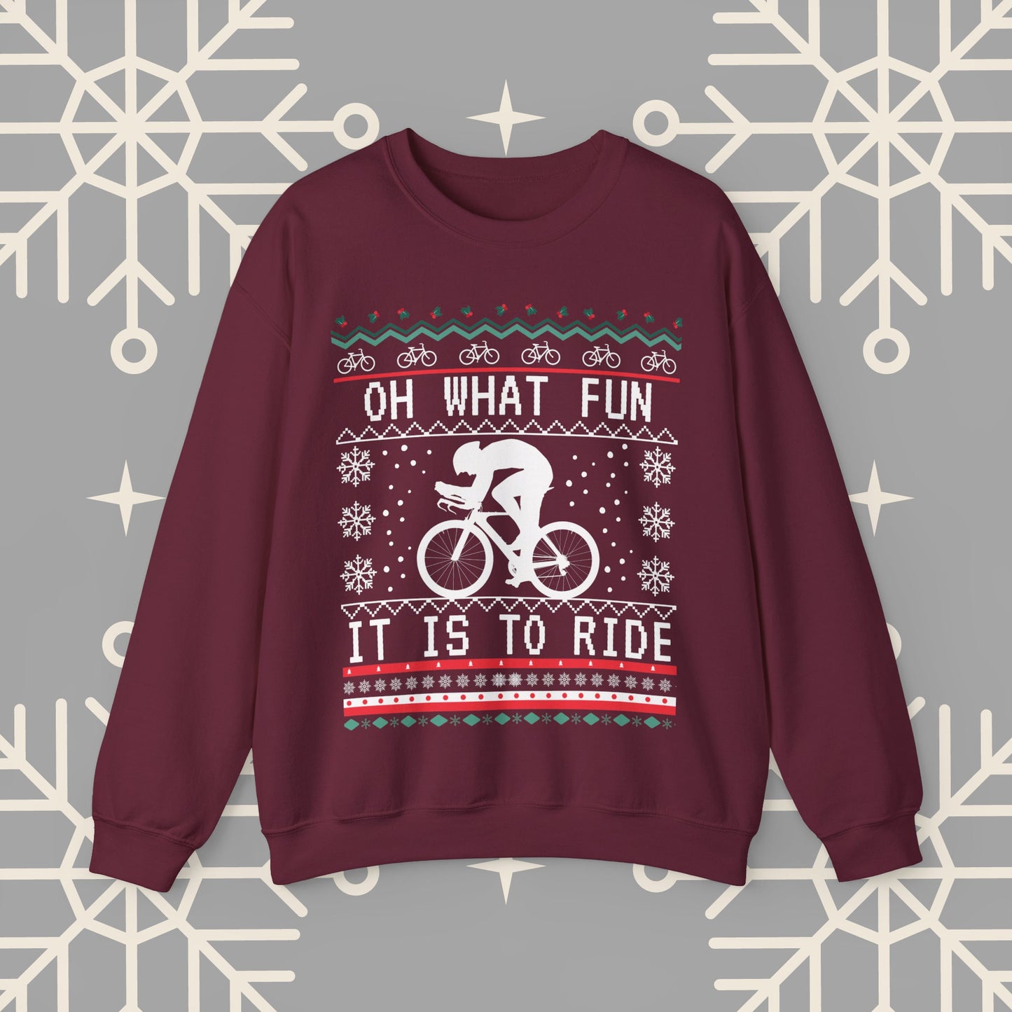 Cycling Ugly Christmas , Oh What Fun It Is To Ride Bicycle Sweatshirt, Funny Biking Jumper, Bike Christmas Shirt, Gift for Cyclist