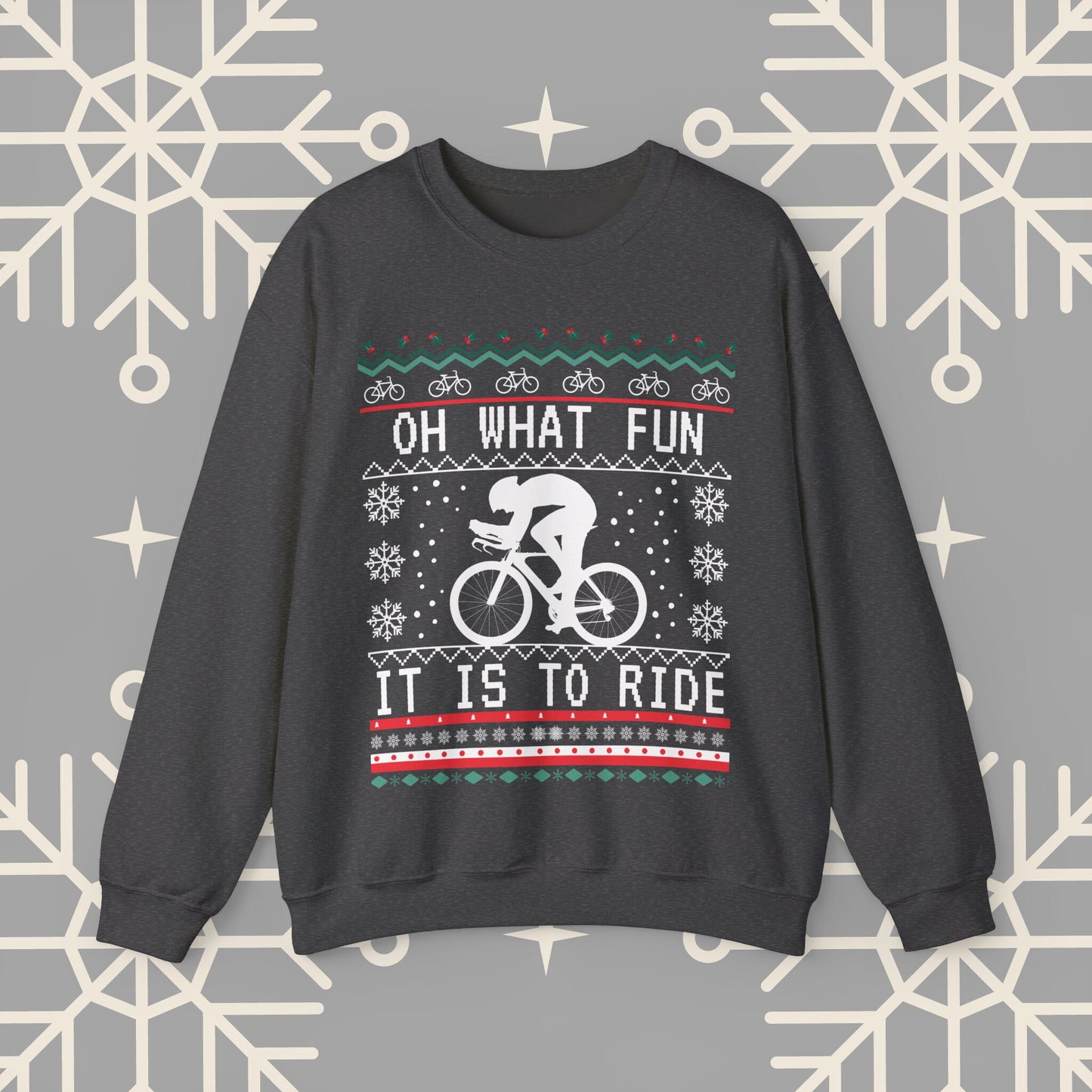 Cycling Ugly Christmas , Oh What Fun It Is To Ride Bicycle Sweatshirt, Funny Biking Jumper, Bike Christmas Shirt, Gift for Cyclist