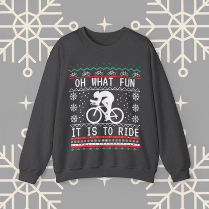 Cycling Ugly Christmas , Oh What Fun It Is To Ride Bicycle Sweatshirt, Funny Biking Jumper, Bike Christmas Shirt, Gift for Cyclist
