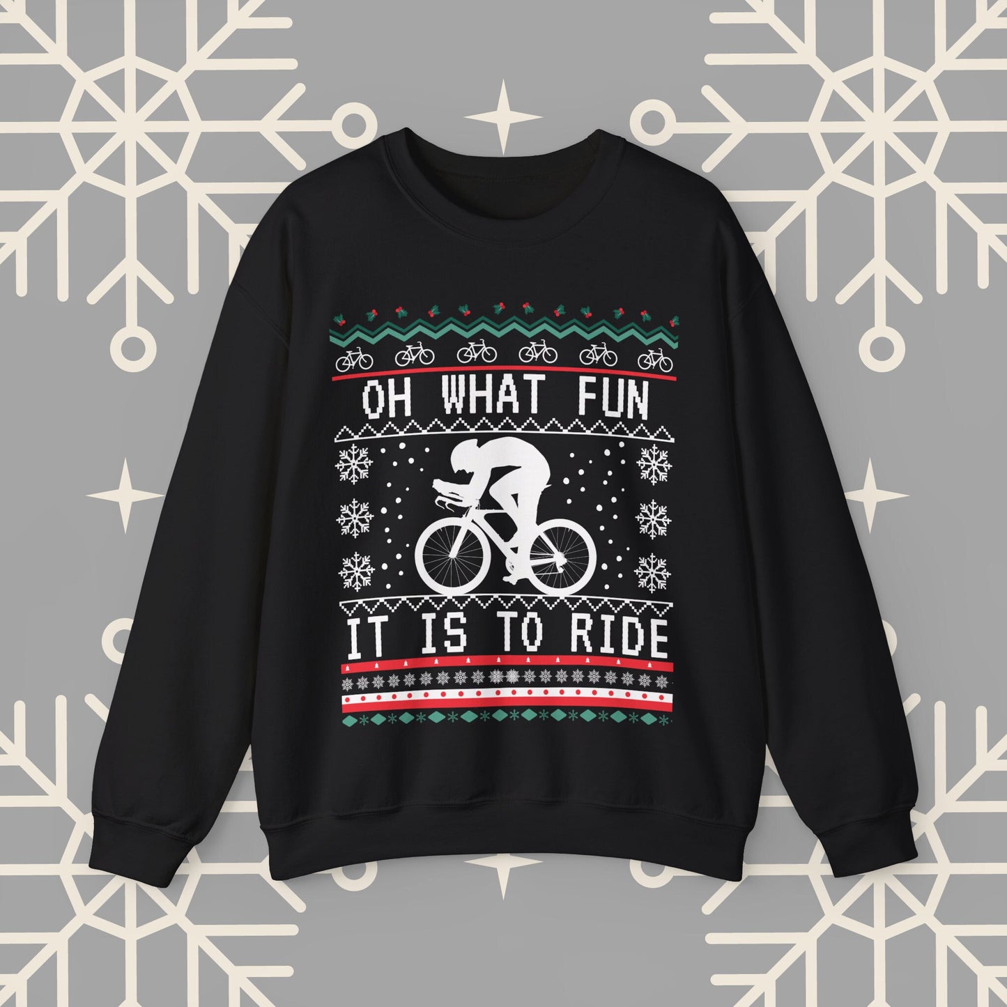 Cycling Ugly Christmas , Oh What Fun It Is To Ride Bicycle Sweatshirt, Funny Biking Jumper, Bike Christmas Shirt, Gift for Cyclist