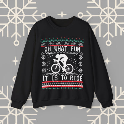 Cycling Ugly Christmas , Oh What Fun It Is To Ride Bicycle Sweatshirt, Funny Biking Jumper, Bike Christmas Shirt, Gift for Cyclist