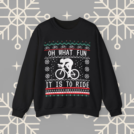 Cycling Ugly Christmas , Oh What Fun It Is To Ride Bicycle Sweatshirt, Funny Biking Jumper, Bike Christmas Shirt, Gift for Cyclist