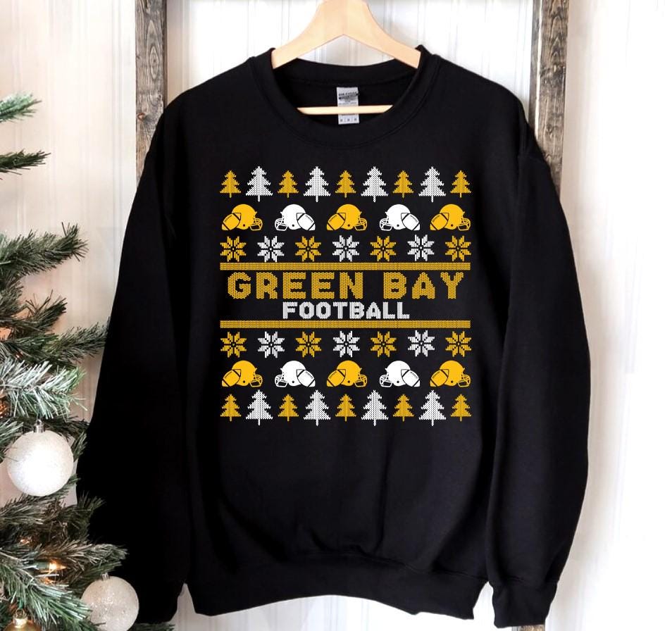 Green Bay Ugly Christmas Sweatshirt, Football Shirt, Christmas Gift Tee, Festive Football Crewneck, Holiday Winter, Green Bay Football Fan