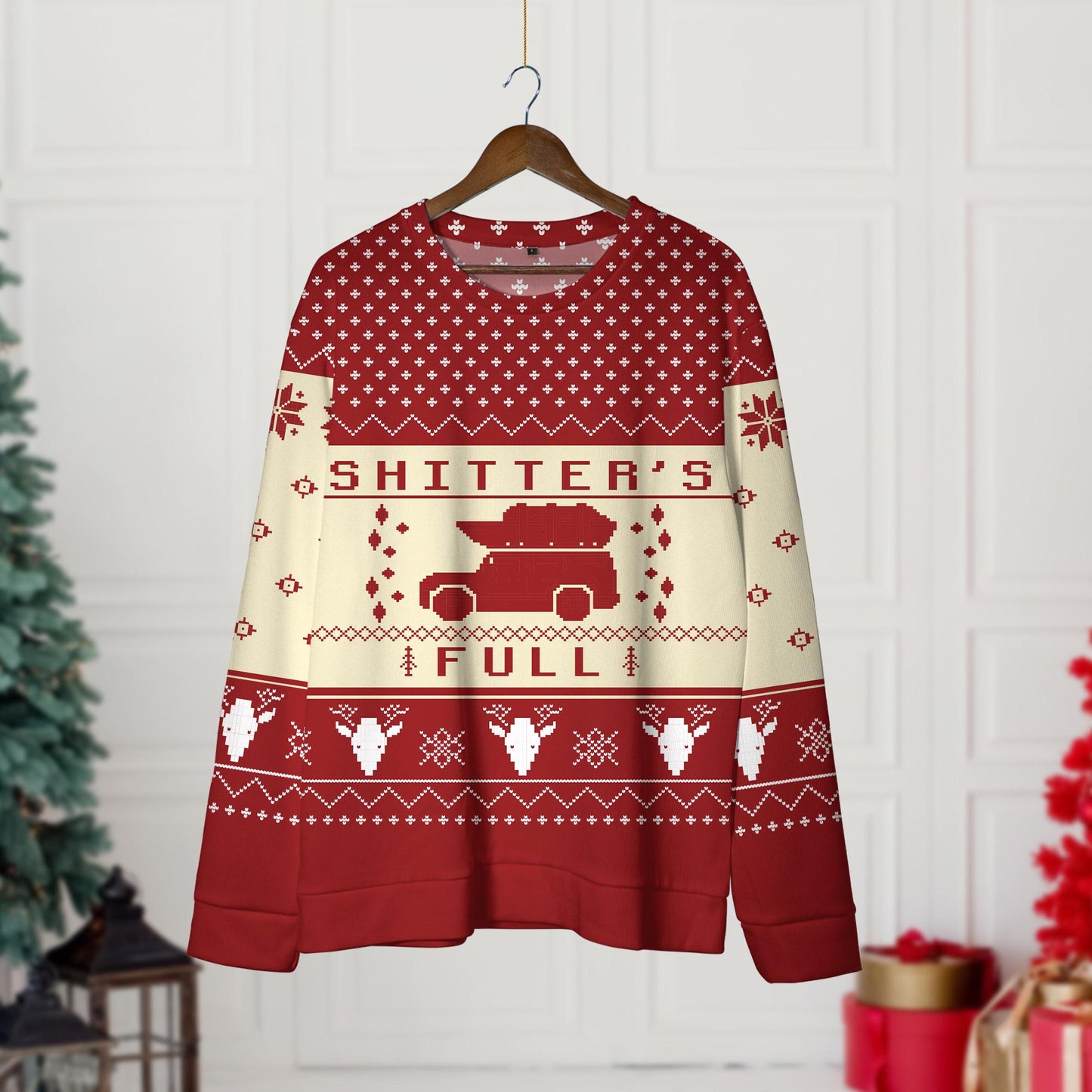 Funny Christmas Vacation Shitter's Full Ugly Christmas Sweater Red, Ugly Christmas Sweater, Ugly Sweater, Gifts for Her Him Xmas Gifts