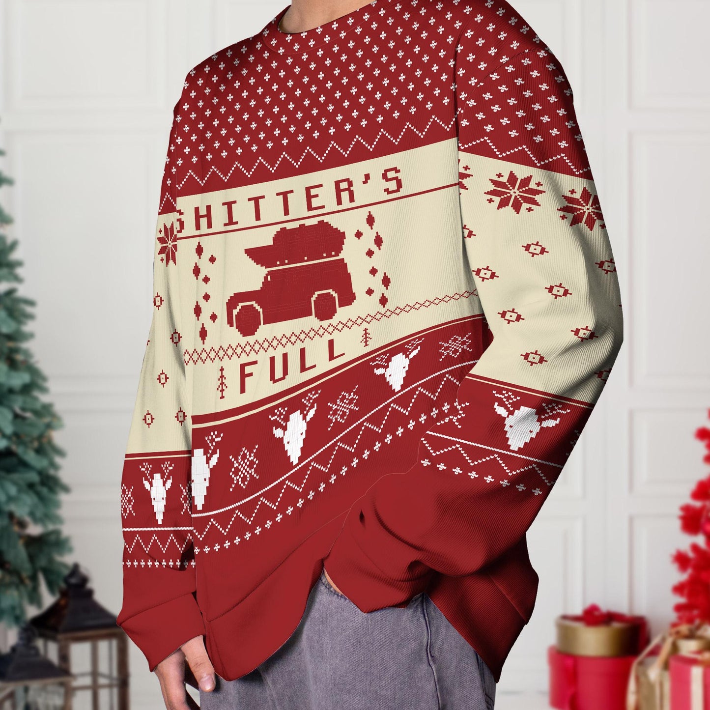 Funny Christmas Vacation Shitter's Full Ugly Christmas Sweater Red, Ugly Christmas Sweater, Ugly Sweater, Gifts for Her Him Xmas Gifts