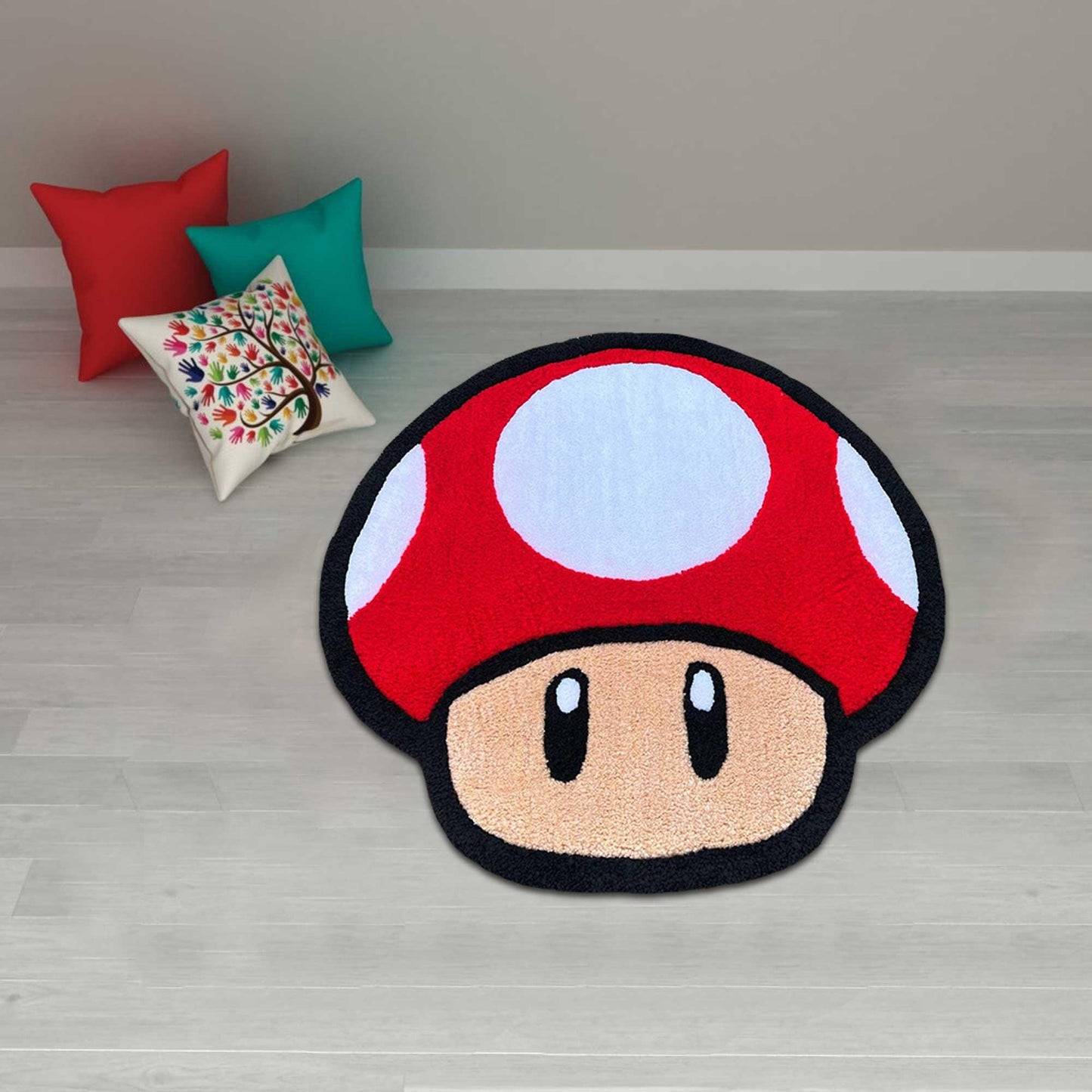 Psychedelic mushroom rug, red mushroom rug, toad rug, mushroom rug, gaming room decor, mushroom rug,custom rug,Halloween gift,Christmas gift