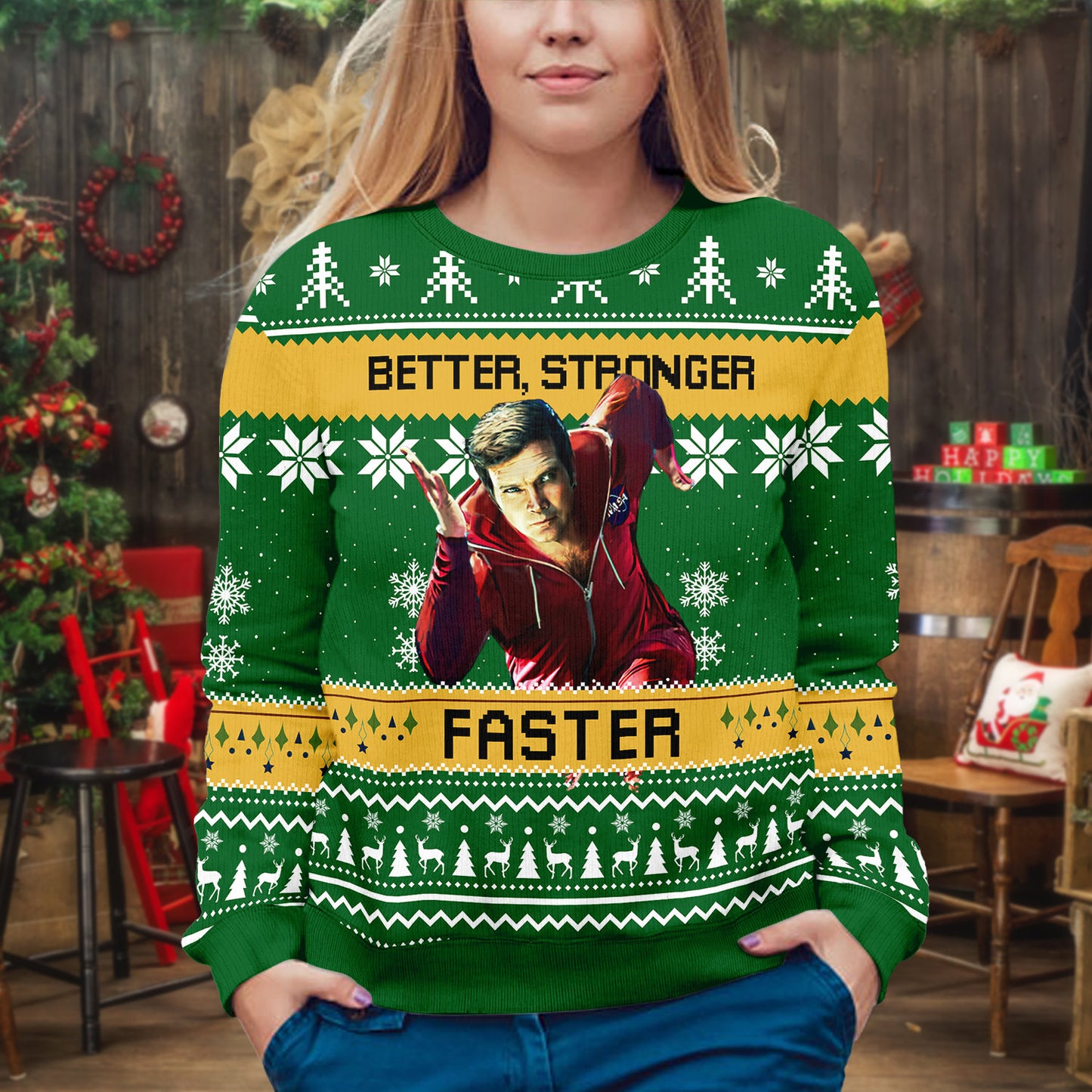 Six Million Dollar Man Ugly Christmas Sweater: Retro 80s Sweatshirt