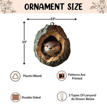 Otter 2D Flat Ornament, Otter Rearview Mirror Car Accessories, Otter Christmas Tree Ornament, Otter Home Decor, Animal Lover Gifts