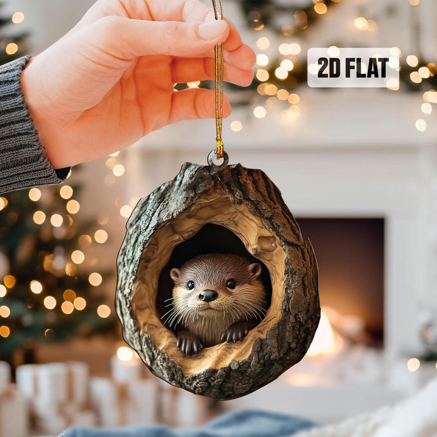 Otter 2D Flat Ornament, Otter Rearview Mirror Car Accessories, Otter Christmas Tree Ornament, Otter Home Decor, Animal Lover Gifts