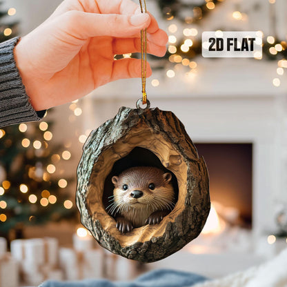 Otter 2D Flat Ornament, Otter Rearview Mirror Car Accessories, Otter Christmas Tree Ornament, Otter Home Decor, Animal Lover Gifts