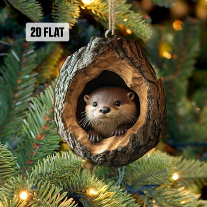 Otter 2D Flat Ornament, Otter Rearview Mirror Car Accessories, Otter Christmas Tree Ornament, Otter Home Decor, Animal Lover Gifts
