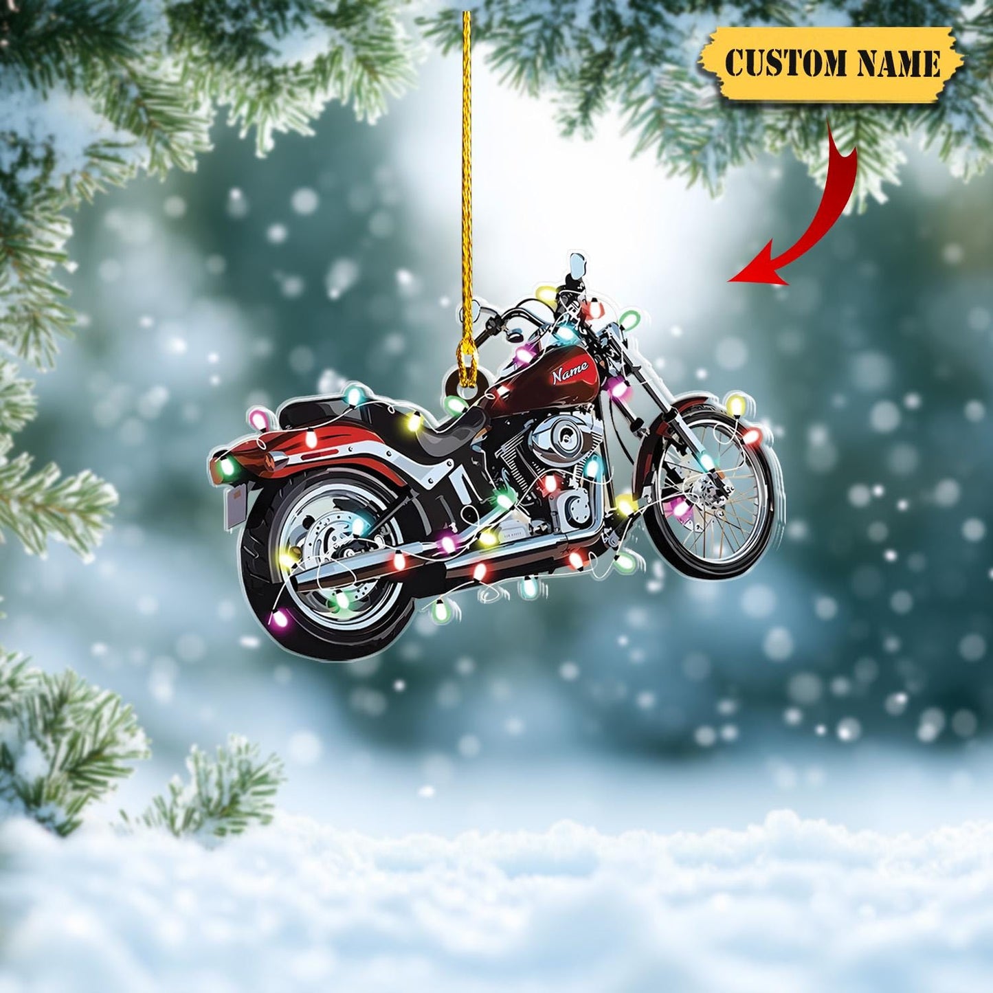Personalized Motorcycle Christmas Ornament, Custom Biker Name Ornament, Biker Christmas Acrylic, Biker Lover Shaped Christmas Ornament
