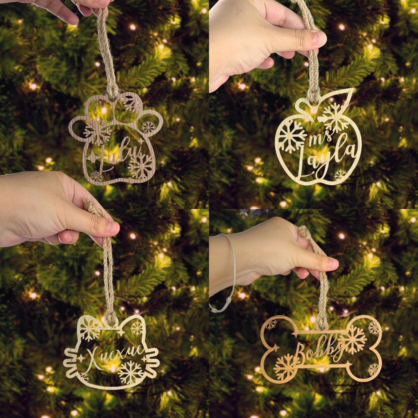 Personalized Plywood Christmas Ornament: Laser Cut Wood Xmas Decor