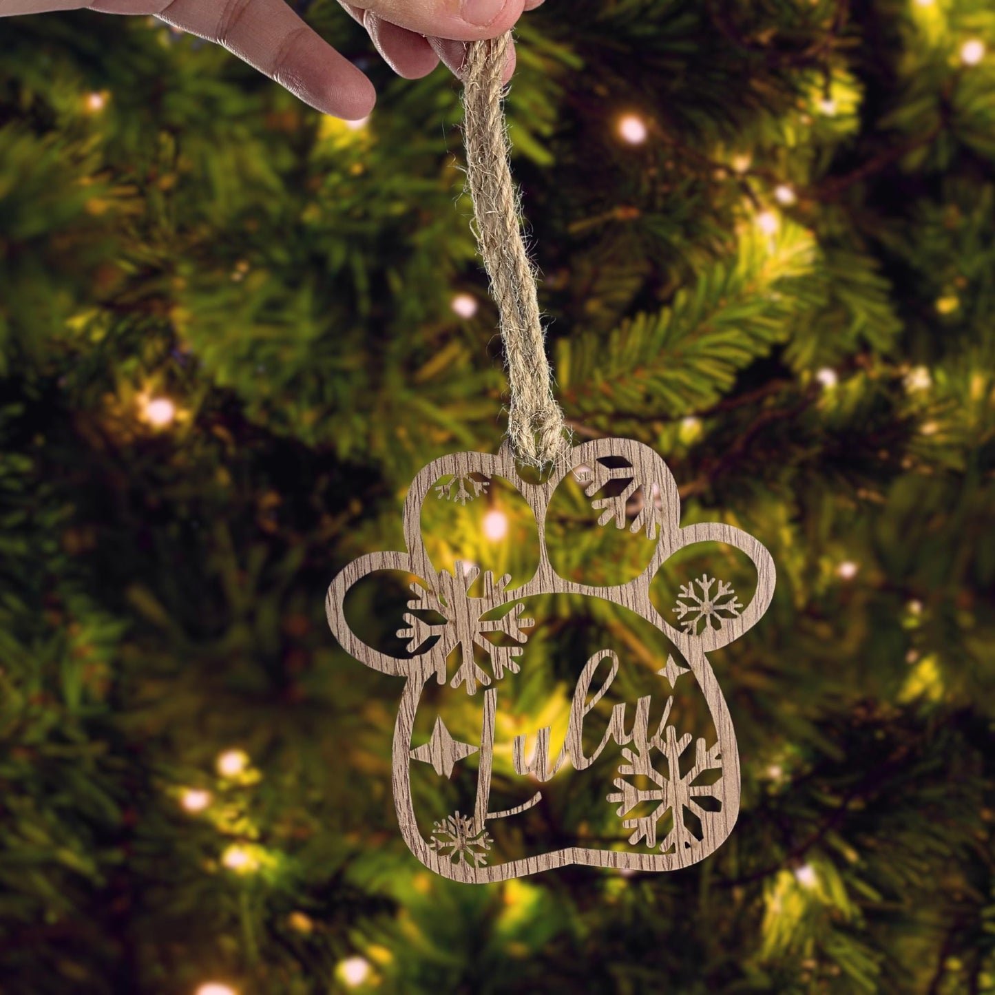 Personalized Plywood Christmas Ornament: Laser Cut Wood Xmas Decor