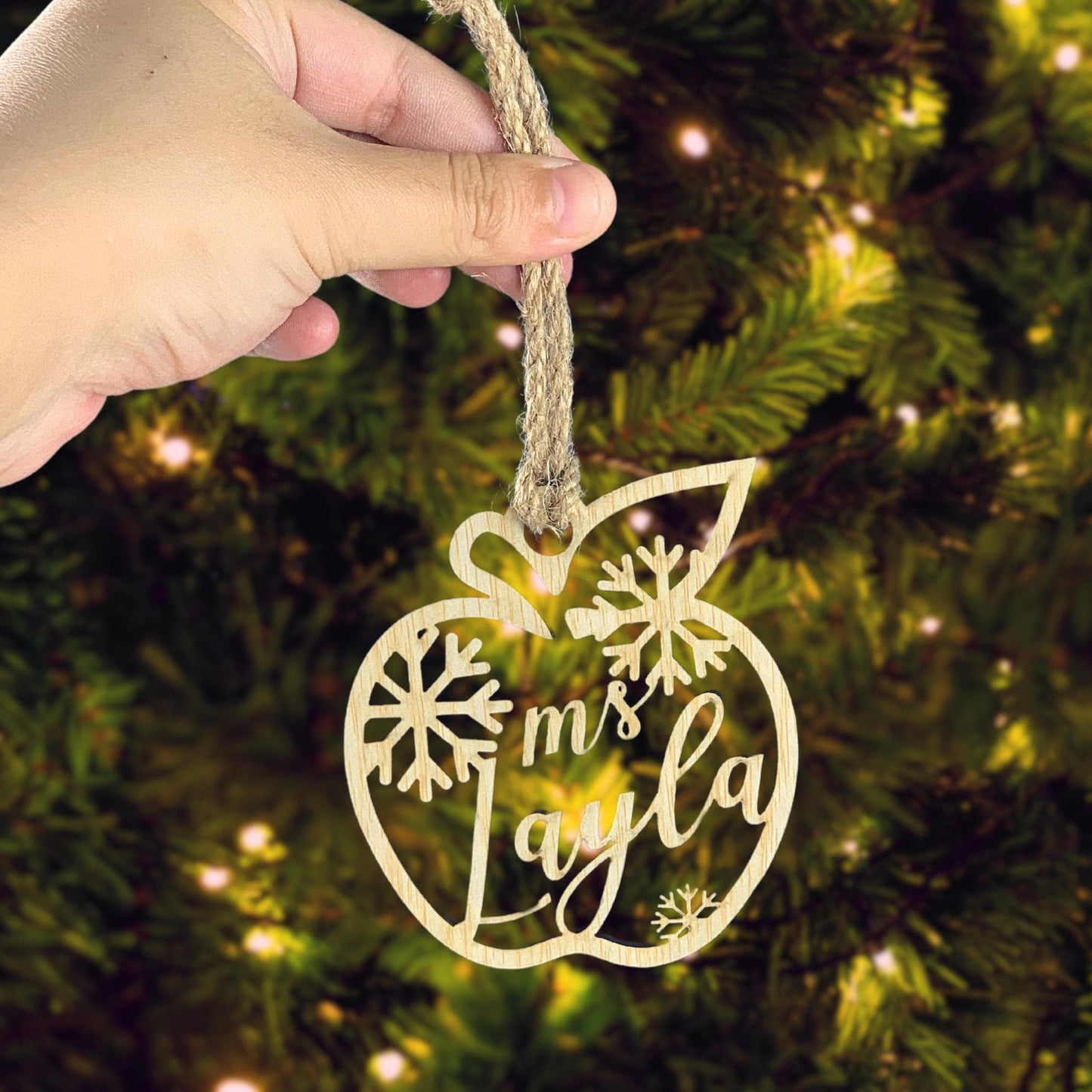 Personalized Wood Christmas Ornament: Laser Cut Xmas Decor