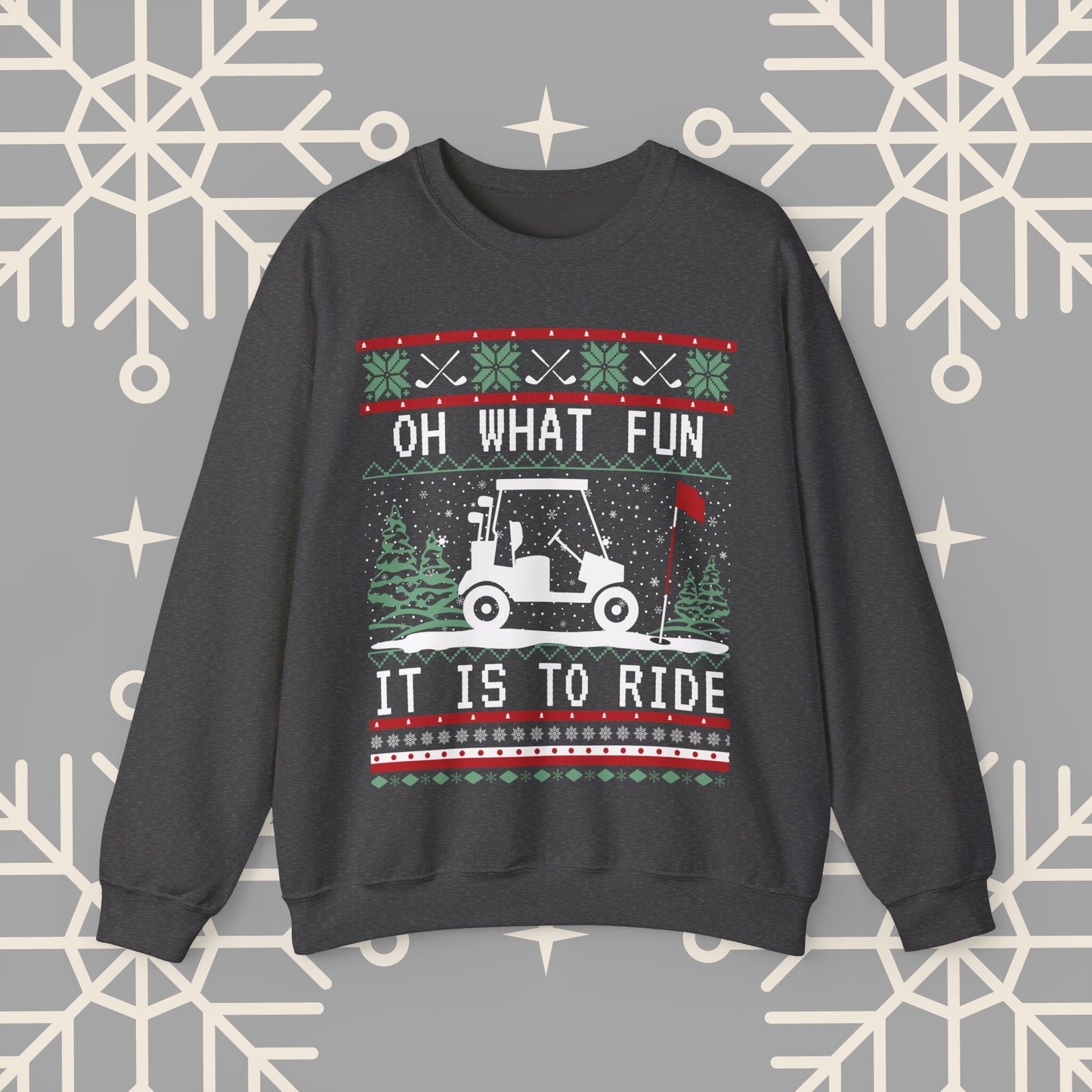 Christmas Golf Sweatshirt, Golf Cart Ugly Christmas , Funny Golf Jumper, Holiday Golfing Pullover, Gift for Golfer