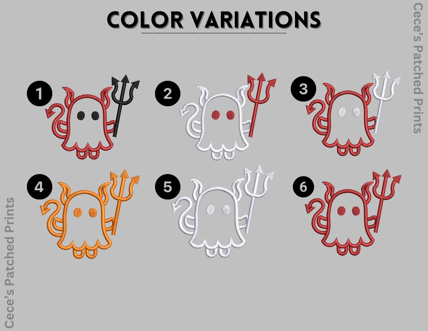 Embroidered Cute Ghost Devil w Pitchfork Beanie, Gift for Halloween, Spooky Casual Halloween Winter Wear, Simple Cute Winter Hat