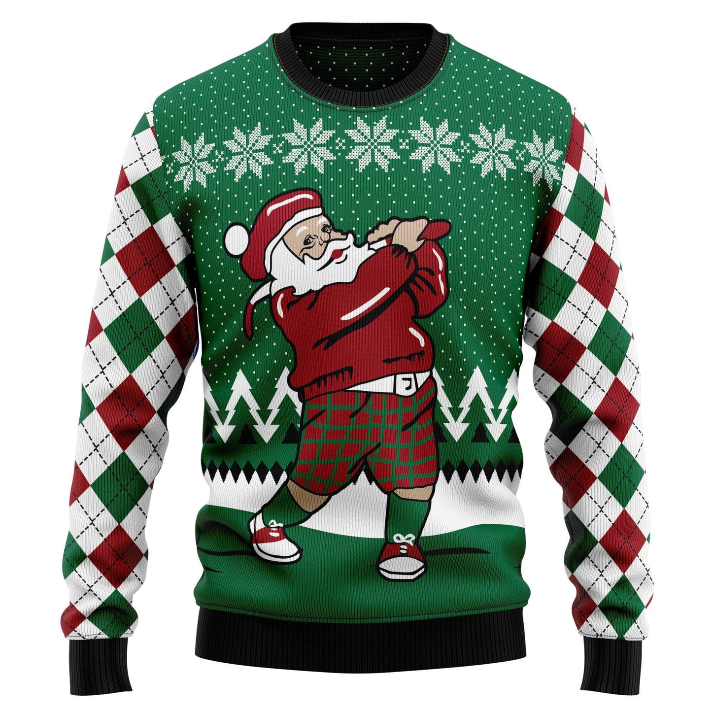 Golfer Santa Ugly Christmas Sweater: Retro Golf Lover Sweatshirt