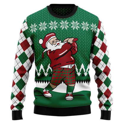 Golfer Santa Ugly Christmas Sweater: Retro Golf Lover Sweatshirt