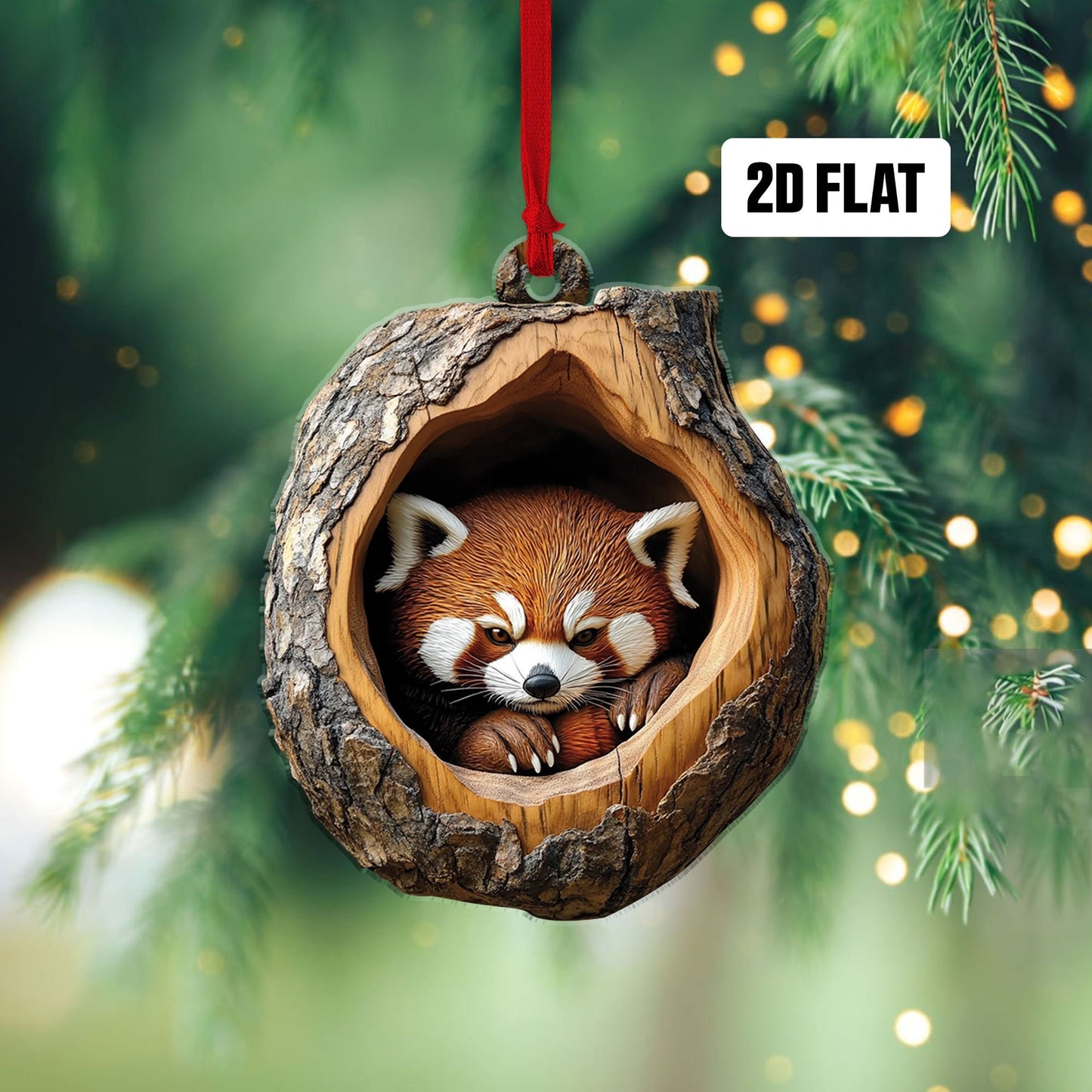 Red Panda 2D Flat Ornament, Red Panda Rearview Mirror Car Accessories, Red Panda Christmas Ornament, Red Panda Ornament, Red Panda Lover