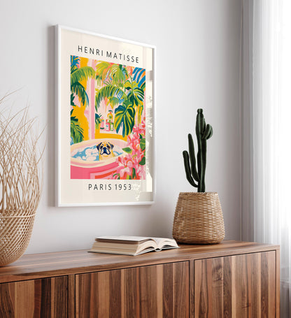 Matisse Pug Print: Funny Bathroom Tropical Art