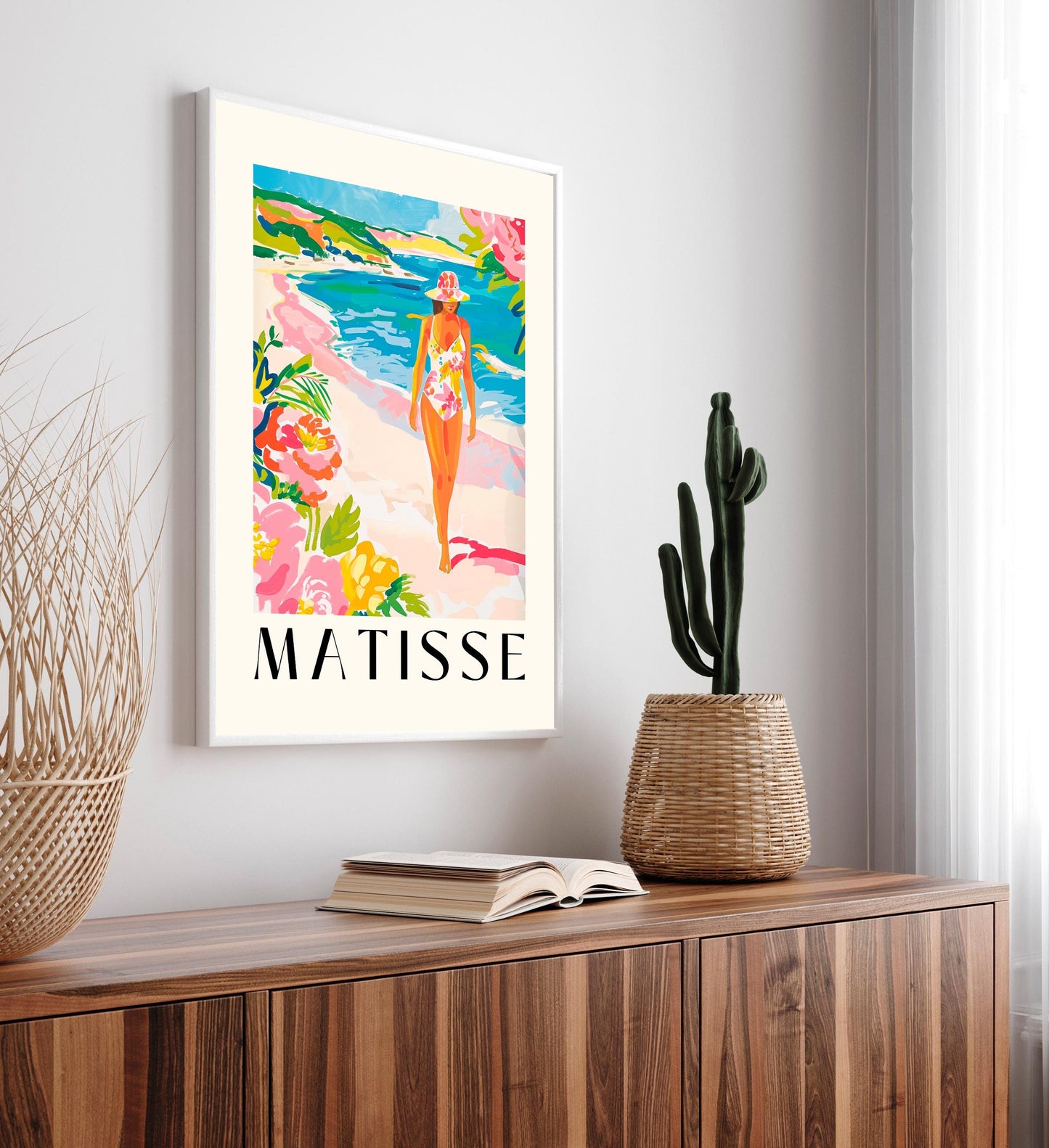 Henri Matisse Art Print: Woman on Beach, Pink Summer Decor