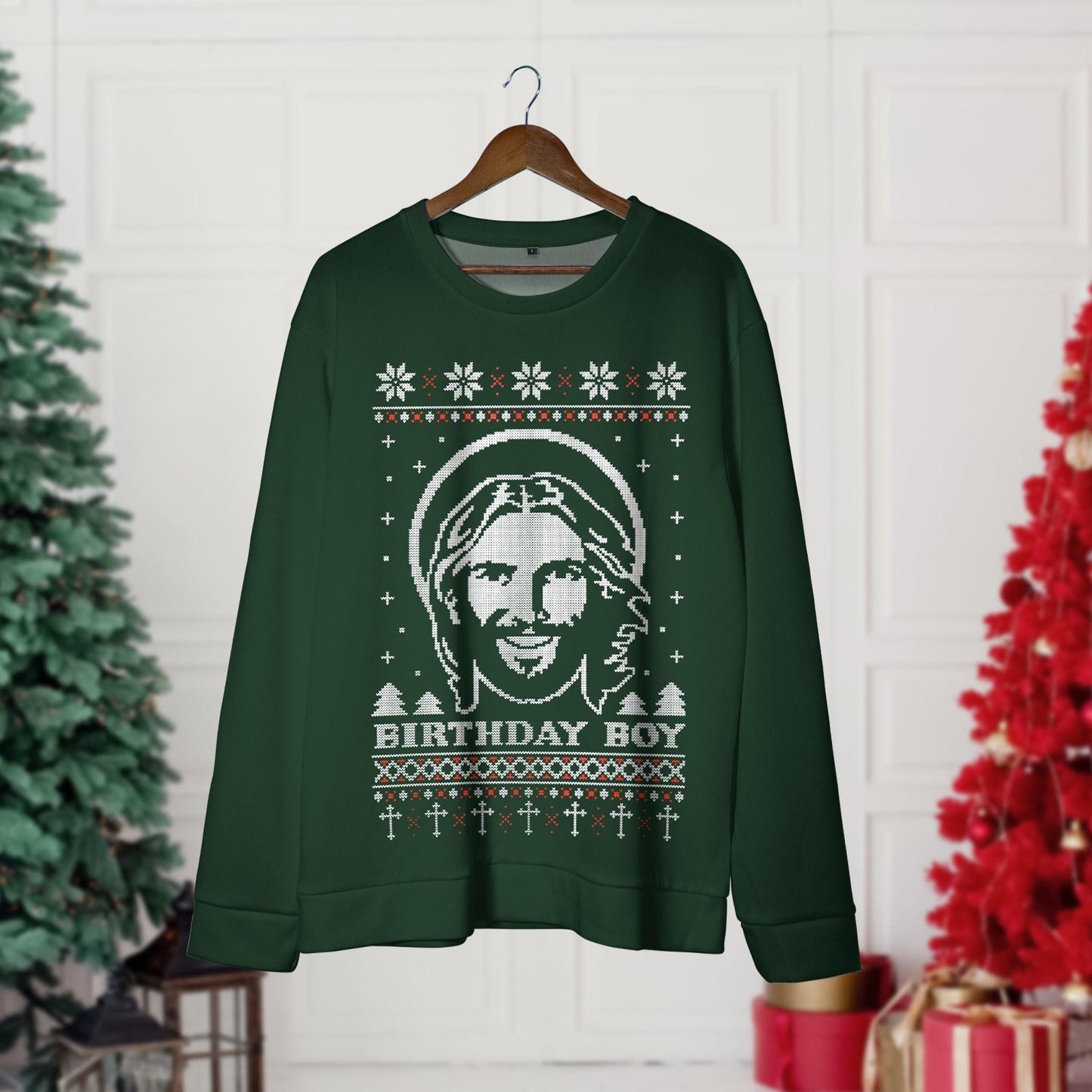 Birthday Boy Jesus Ugly Christmas Sweater Unisex Adult Crew Neck Sweatshirt, Christmas Crewneck, Christmas Ugly Sweater, Christmas Gifts