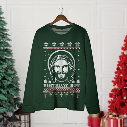 Birthday Boy Jesus Ugly Christmas Sweater Unisex Adult Crew Neck Sweatshirt, Christmas Crewneck, Christmas Ugly Sweater, Christmas Gifts