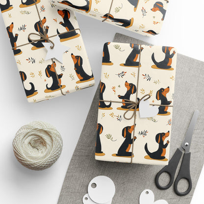 Christmas Dachshund Yoga Wrapping Paper: Funny Dog Mom Gift