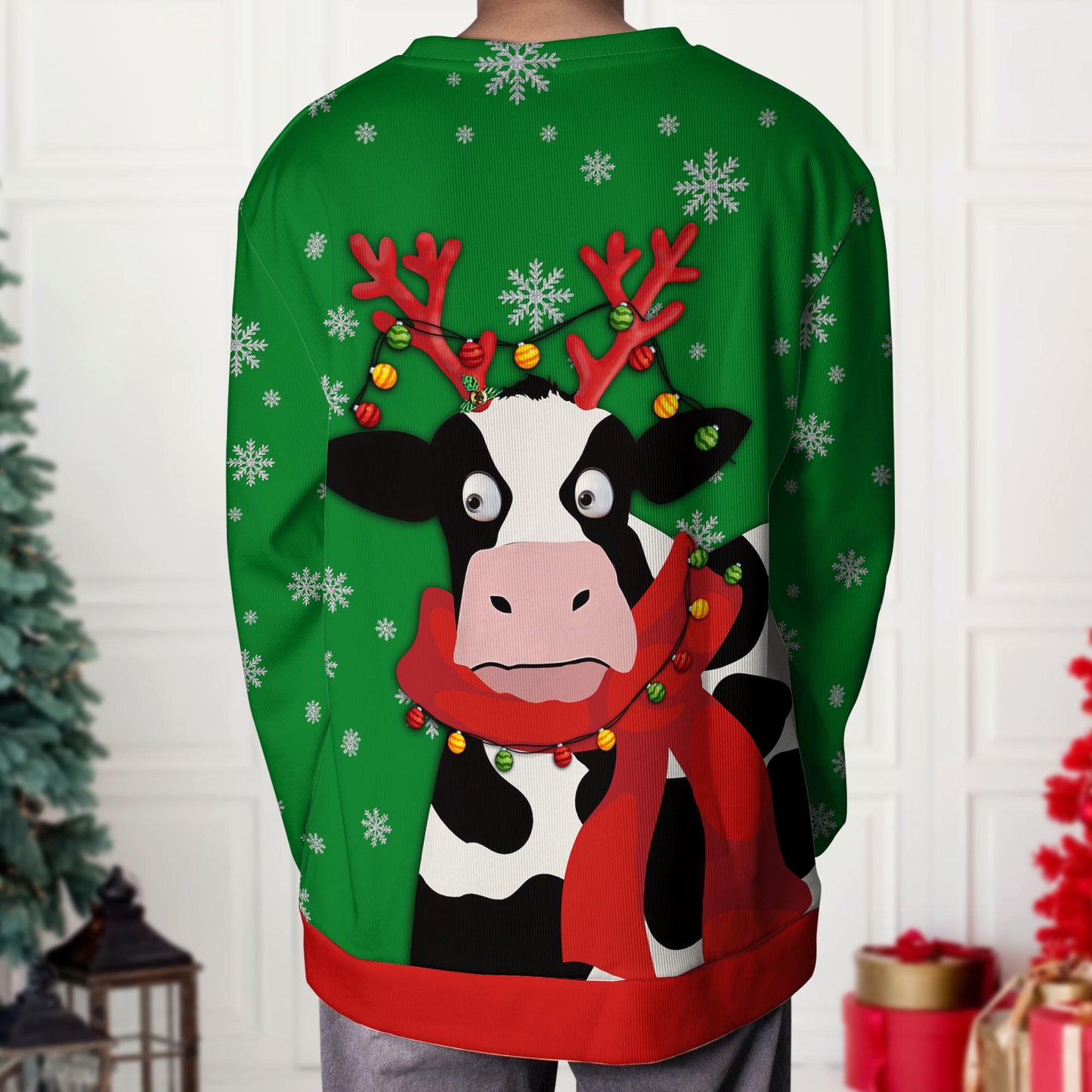 Funny Cow Ugly Christmas Sweater, Cow Crewneck Sweatshirt, Funny Christmas Gift, Funny Ugly Sweater, Funny Shirt, Christmas Shirt Gifts