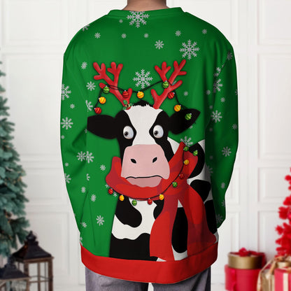 Funny Cow Ugly Christmas Sweater, Cow Crewneck Sweatshirt, Funny Christmas Gift, Funny Ugly Sweater, Funny Shirt, Christmas Shirt Gifts