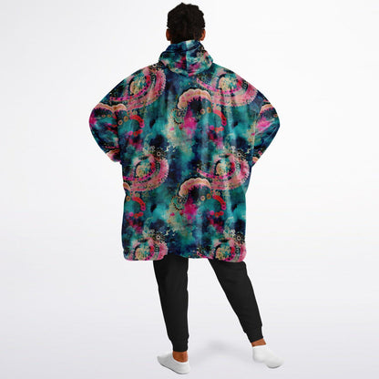 Unisex Vivid Colors All Over Print Snug Hoodie,Printed Hooded Blanket,Blanket Sleeves,Lounge Wear,Unique,Novelty Gifts,Fun Christmas Gift