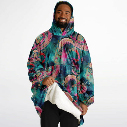 Unisex Vivid Colors All Over Print Snug Hoodie,Printed Hooded Blanket,Blanket Sleeves,Lounge Wear,Unique,Novelty Gifts,Fun Christmas Gift