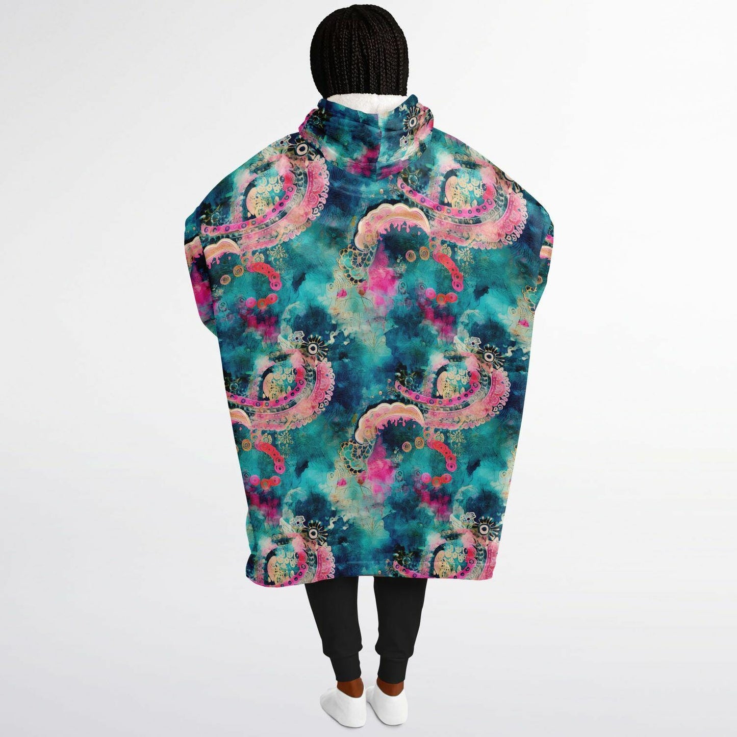 Unisex Vivid Colors All Over Print Snug Hoodie,Printed Hooded Blanket,Blanket Sleeves,Lounge Wear,Unique,Novelty Gifts,Fun Christmas Gift