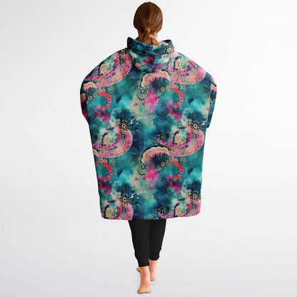 Unisex Vivid Colors All Over Print Snug Hoodie,Printed Hooded Blanket,Blanket Sleeves,Lounge Wear,Unique,Novelty Gifts,Fun Christmas Gift