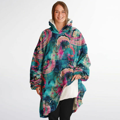 Unisex Vivid Colors All Over Print Snug Hoodie,Printed Hooded Blanket,Blanket Sleeves,Lounge Wear,Unique,Novelty Gifts,Fun Christmas Gift