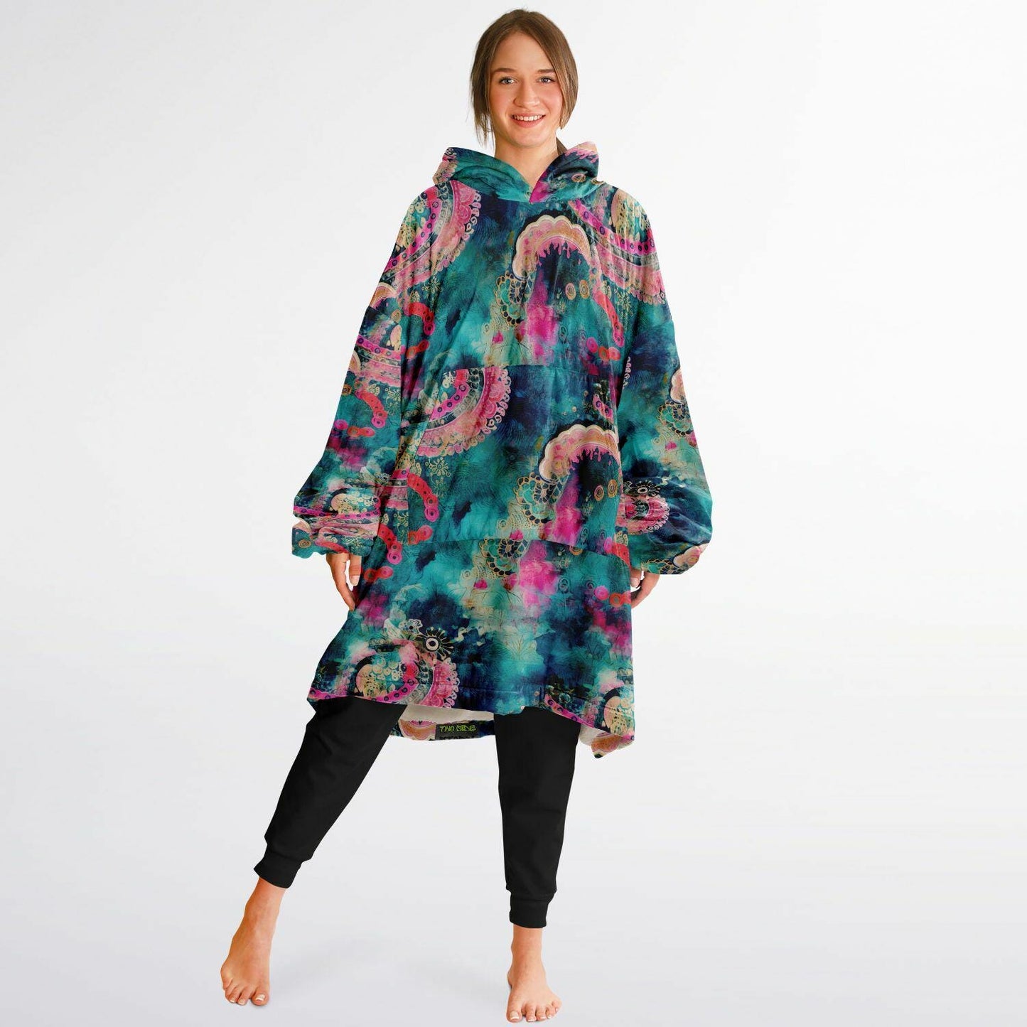 Unisex Vivid Colors All Over Print Snug Hoodie,Printed Hooded Blanket,Blanket Sleeves,Lounge Wear,Unique,Novelty Gifts,Fun Christmas Gift
