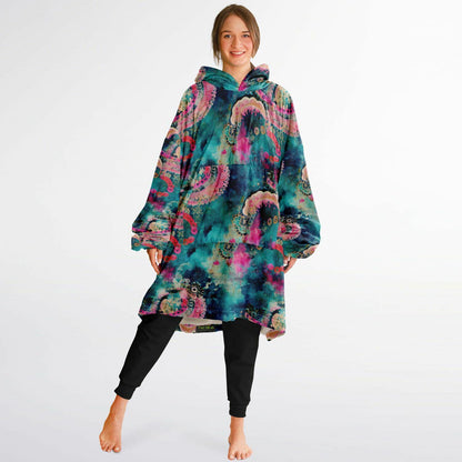 Unisex Vivid Colors All Over Print Snug Hoodie,Printed Hooded Blanket,Blanket Sleeves,Lounge Wear,Unique,Novelty Gifts,Fun Christmas Gift