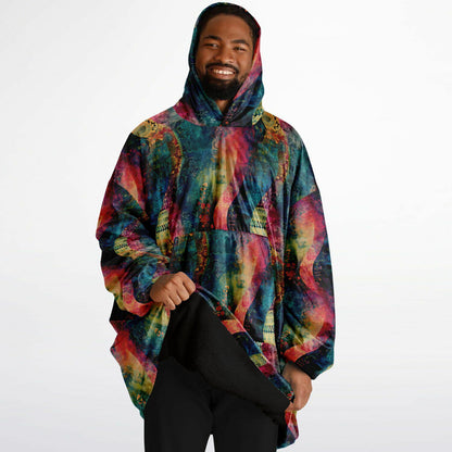 Unisex Psychedelic Rainbow All Over Print Snug Hoodie,Printed Hooded Blanket,Blanket Sleeves,Lounge Wear,Unique,Novelty Gifts,Christmas Gift